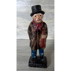 Vtg 1950's Chalkware Smoking Violin Player Decorama Japan Old Man Top Hat 6"
